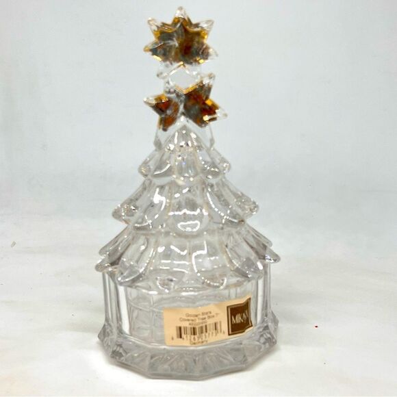 Mikasa Other - Vintage Crystal Christmas Tree W/Star Art Glass Trinket Dish 6.0” Tall Mikasa